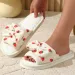pink Strawberry Fur Slippers For Women Winter 2025 Flat Heel Short Plush Warm Indoor Shoes Woman Non Slip Bedroom Slides_vogvips.com
