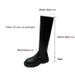 Women's Knee High Boots With Thick Sole, Stretchable Round Toe Chunky Heel Boots For Winter, Comfortable PU Leather Riding Boots_vogvips.com