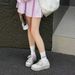 Cameido Women's Chunky Sole Platform Oxford Shoes Summer Satin Lace - Up Casual White Sneakers Comfortable Versatile_vogvips.com