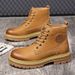 European Warm Series Yellow Winter Fleece Lined Thickened British Style Martin Trendy Workwear Desert Boots Men's Cotton Shoes_vogvips.com