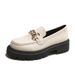 Cross Border Plus Size British Style Women S Leather Shoes New Platform Thick Sole Slip On Simple Fashion Loafers_vogvips.com