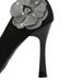 H L French Pointed Shallow High Heeled Shoes With Fine Heels Suede Rhinestones Side Flowers Single_vogvips.com
