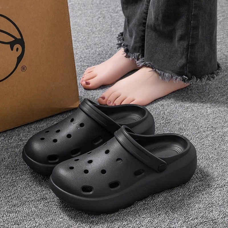 Women's EVA Cropped Shoes Summer Thick Soled Non Slip Slippers Height Increasing Odor Resistant Outdoor Beach Shoes For Men_vogvips.com