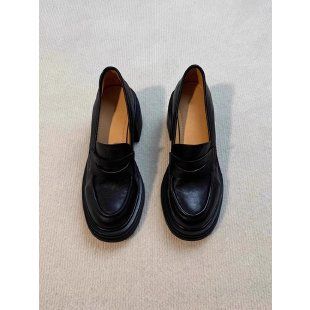 Soft Soft! 2024 Handmade Round Toe Thick Sole High Loafers Chunky Heel_vogvips.com