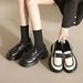 Coarse Heel Platform Loafers Women's French Soft-soled Small Leather Shoes Single Shoes_vogvips.com