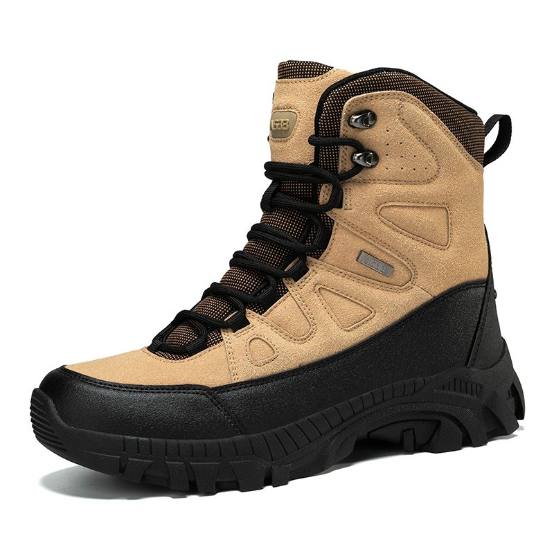 High-top Men Outdoor Lace-up Breathable Comfortable Casual Ankle Boots Men Anti-slip Shock-absorbing Breathable Combat Boots Men_vogvips.com
