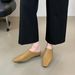 European And American Style Women's Soft Leather Square-toed Wedge Heel Mules, Fashionable For Outdoor Wear, With_vogvips.com
