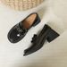 Heels Lefu For Women S Spring And Autumn New Chunky Heel Hundred One Step British Style Gold Coin Shoes_vogvips.com