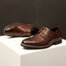 Euro Step Men's Business Formal Brogue British Style Leather Height Increasing Wedding Groom Shoes Breathable Non-Slip_vogvips.com