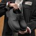 Low-top Thick-soled Heightened Round-head Derby Shoes Matte Lace-up Couple Small Leather Shoes High-end Leather Shoes_vogvips.com