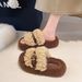 Thick-Soled Furry Women, Outdoor Wear, 2025 Autumn And Winter New Korean Style Comfortable Slippers, One-Strap Cotton_vogvips.com