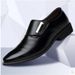 Barber Black Casual With Velvet, Men's Leather Shoes, Korean Style Trendy British Pointed Light Wedding Shoes_vogvips.com
