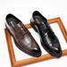 Plus Size Spring Autumn New Genuine Leather Business Casual Men's British Style Pointed Toe Lace-up Plaid Formal Wedding_vogvips.com