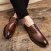 Suitable For All Seasons Leather New Korean Style British Large Size Trendy Business Formal Brogue Casual Nightclub Thick Sole Men's Shoes_vogvips.com