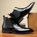 European Warm Series Business Casual New Mid-top Leather Shoes Men's British Style Slip-on Martin Boots_vogvips.com