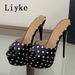 Liyke Summer Fashion Polka Dot Silk Platform High Heels Slippers For Woman Peep Toe Banquet Party Shoes Stiletto Sandals_vogvips.com
