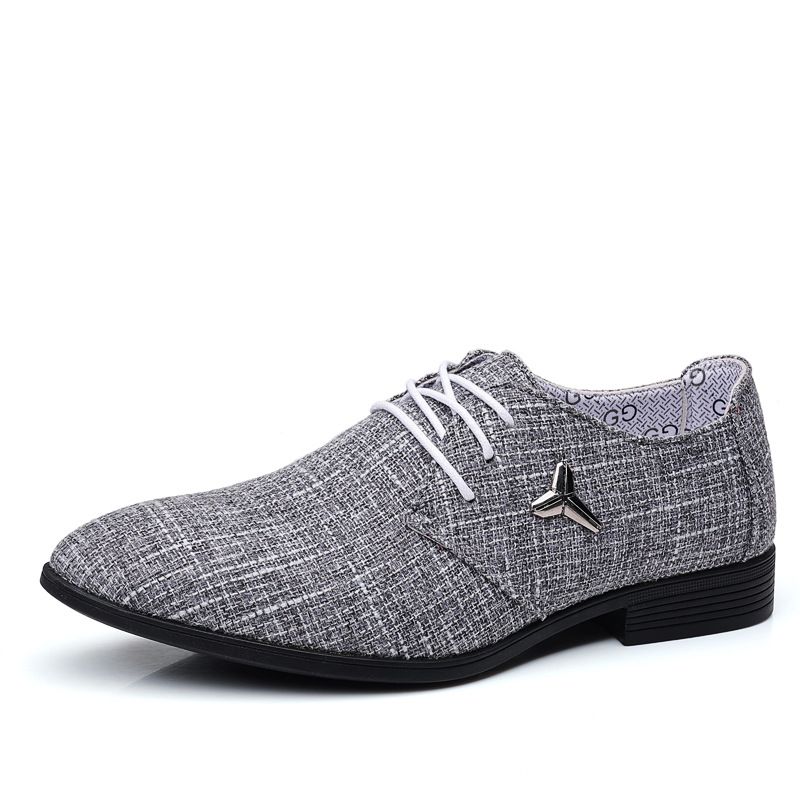 Men's Breathable Linen Canvas Dress Shoes – Classic Pointed-Toe Loafers For Business & Casual Wear – Lightweight & Comfortable Low-Cut Sneakers_vogvips.com