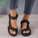 Plus-size Velcro One-line Buckle Women's Sandals New Muffin Bottom Open-toe Cloth Bow Shoes_vogvips.com