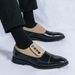 2025 Fall/Winter New Pointed Round-Toe Button-Combination Color Men's Suit Suede Slip-On Leather Shoes_vogvips.com