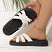 New Thick-soled Slippers For Women To Wear On The Outside, Round-toed, Toe-exposed, Cross-shaped Flip-flops With Woven Straps And Cool Flip-flops_vogvips.com