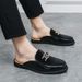 Cross-Border Large Size Black Closed-Toe Slippers For Men, Backless Slip-On Leather Shoes, Export Sandals, Transparent_vogvips.com