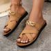 Ladies Fashion Sandals Gold Chain Decoration Comfortable Slip On Flat Bottom Slipper Women's Footbed Casual Summer_vogvips.com