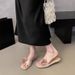Korean-style Wedge Open-toe Slip-on For Women, Summer Outdoor Wear, 2026 New Model, Flower-decorated French-style_vogvips.com