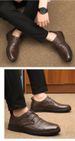 Men's Round Head Casual Shoes Single Shoes Men's Leather Shoes Splicing Lace-up Shallow Mouth Men's Shoes_vogvips.com