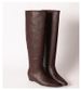 Cowhide Version~-Inner Height Increase Black Genuine Leather Long For Women, Over-the-Knee Style, Small Square Toe, Flat_vogvips.com