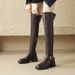 Women's Genuine Leather Over-the-knee With Chunky Heels, Slimming High-tube For Autumn And Winter, Square-toed_vogvips.com