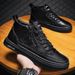 Men's Casual Leather Shoes For Business & Daily Wear - Round Toe, Low Heel, Breathable Mesh Lining, Durable Rubber Sole, Stylish And Comfortable_vogvips.com