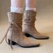Wasteland Style Tassel Knight Thick Heel Over-the-Knee Long Slimming Pile Western Short Boots For Women_vogvips.com