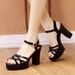 New High Heel Sandals With Thick Heels, Waterproof Platform, Versatile Thin Strap Combination, Summer Soft Leather_vogvips.com