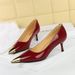 2627-A2 Style Fashionable Banquet High Slim Heels, Shallow Mouth Patent Leather, Metal Pointed Toe, Single Order Shoes_vogvips.com