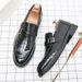 New Fashion Men's Brown Business Casual Loafer Shoes Daily Office Black Buckle Monk Men's Shoes One Foot Cover Banquet Dress Wedding Leather Shoes_vogvips.com