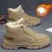 Men's High Top Work Boots Breathable Summer Hiking Shoes With Fleece Lining Slip-Resistant Rubber Sole Outdoor Casual Boots_vogvips.com