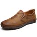 European Warm Series Leather Autumn Casual Loafers Cotton With Fleece Lining Warm Non-Slip Men's Shoes Khaki Brown_vogvips.com