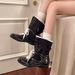 Women's Shoes Hidden Wedge Heels, Autumn/winter Retro Mid Calf German Training Fashion Short Boots, Lace Up Hidden Wedge Heel Martin Boots_vogvips.com