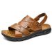 2025 New Slippers Dual-use Beach Sandals Men's Leather Outdoor Hiking Soft Sole_vogvips.com