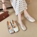 French With Skirt Mary Jane Single Shoes Women's Spring And Summer Flat Beanie Shoes Silver Small Leather Shoes_vogvips.com