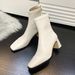 Genuine Square Toe High Ankle For Women 2025 New French Style Leather Black Stretch Slim Versatile Chunky Heel Boots_vogvips.com