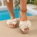 Summer Bowknot Women's Sandals, Flat-soled Faux Straw Slippers For Outdoor Wear, Niche Beach Casual Sandals_vogvips.com
