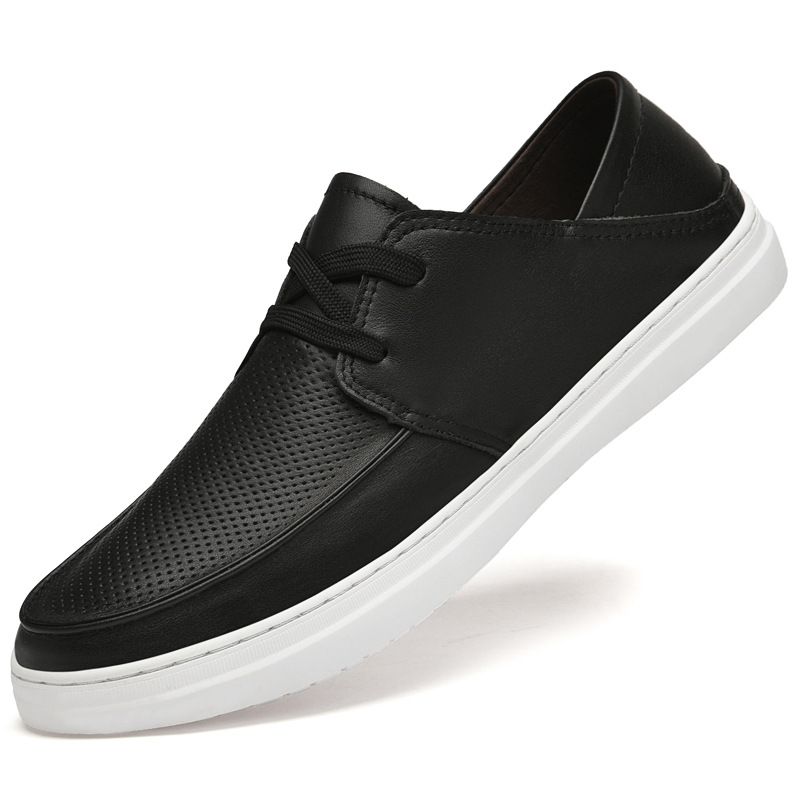 Men's Simple Casual Leather Shoes, Convenient To Wear, Soft-soled Casual Board Shoes_vogvips.com