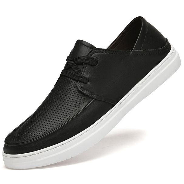 Men's Simple Casual Leather Shoes, Convenient To Wear, Soft-soled Casual Board Shoes_vogvips.com