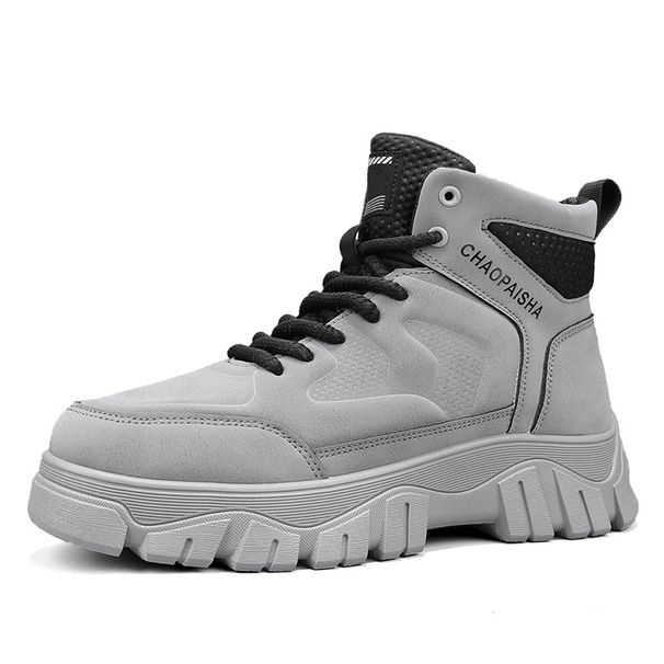 Men's High-Top Casual Boots – Vintage British Style Work Boots With Thick Sole, Anti-Slip & Height Increasing, Retro Martin Boots For Autumn & Winter_vogvips.com