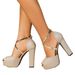 Women's High-heeled For Summer, Stylish Chunky Heels, Versatile And Comfortable, Waterproof Platform, Large Size,_vogvips.com