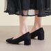 Sheepskin Style~French Square Toe Rhinestone High-heeled Mary Jane Women's 2026 New Summer Work Sh, Elegant Single_vogvips.com
