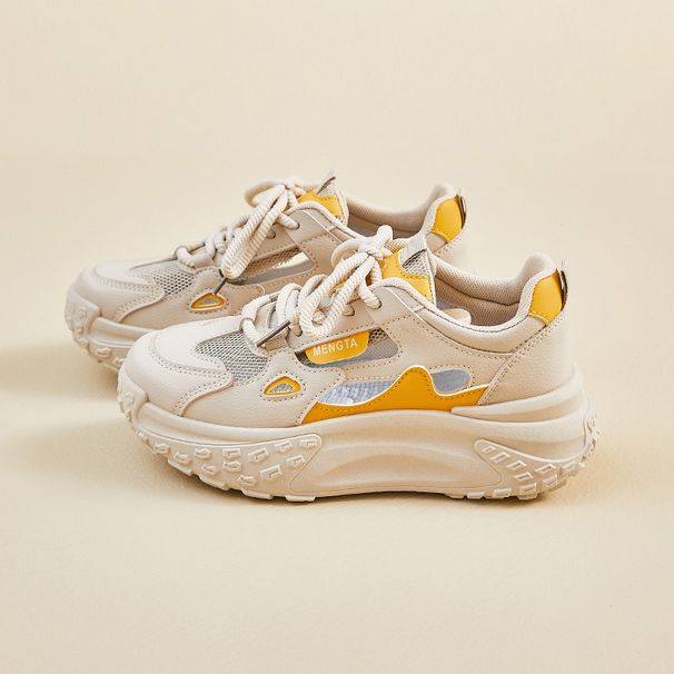 Daddy Shoes Female Student Sports Running Casual Mesh Breathable Height-increasing Shoes_vogvips.com