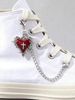 2PCS Grunge Punk Vintage Gothic Red Heart, Rose, Cross Punk Charm Shoe Accessories, Halloween_vogvips.com