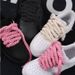 Shoelaces One Three Strand Rope Shoelaces Thick Round Black Warrior Black Beige 7mm Shoelace Rope_vogvips.com